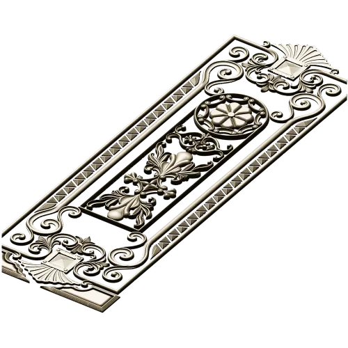 Baroque Rosette Vertical Door Panel STL for CNC