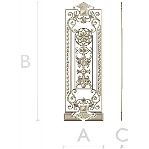 Baroque Rosette Vertical Door Panel STL for CNC