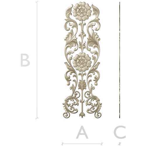 Rococo Floral Vertical Ornament - STL 3D Model for CNC