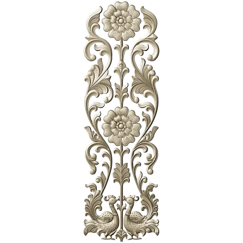 Ornate Floral Door Applique STL for CNC