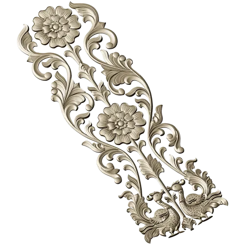 Ornate Floral Door Applique STL for CNC