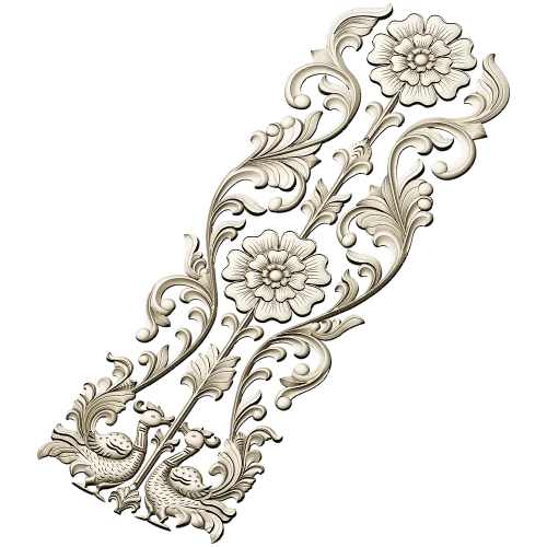 Ornate Floral Door Applique STL for CNC