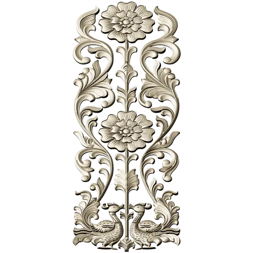 Ornate Floral Door Applique STL for CNC