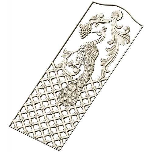 Regal Peacock Door Panel STL - 3D Model for CNC Carving