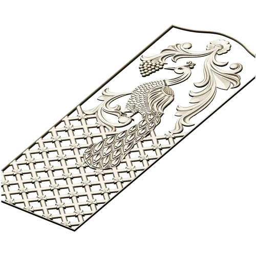 Regal Peacock Door Panel STL - 3D Model for CNC Carving