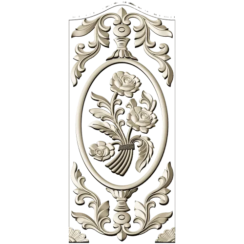 Rose Medallion Vertical Relief - STL 3D Model for CNC