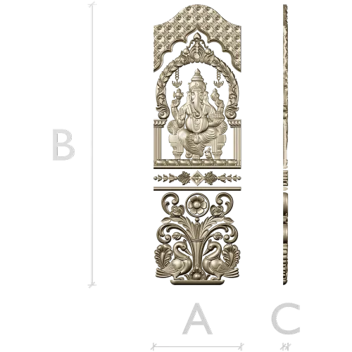 Ganesha Shrine Door Panel STL for CNC