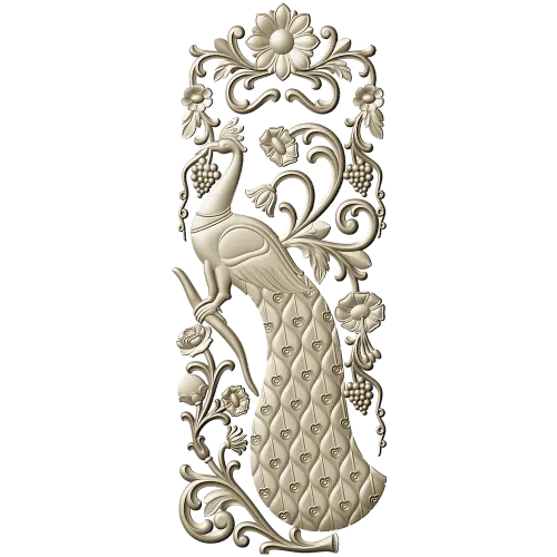 Peacock Decorative Panel STL for CNC Milling