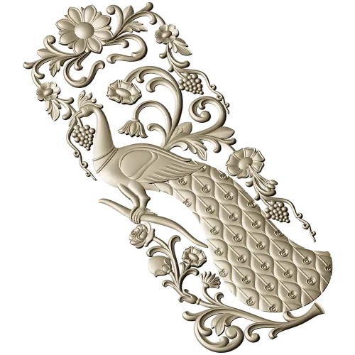 Peacock Decorative Panel STL for CNC Milling