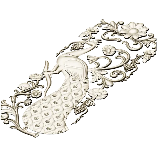 Peacock Decorative Panel STL for CNC Milling