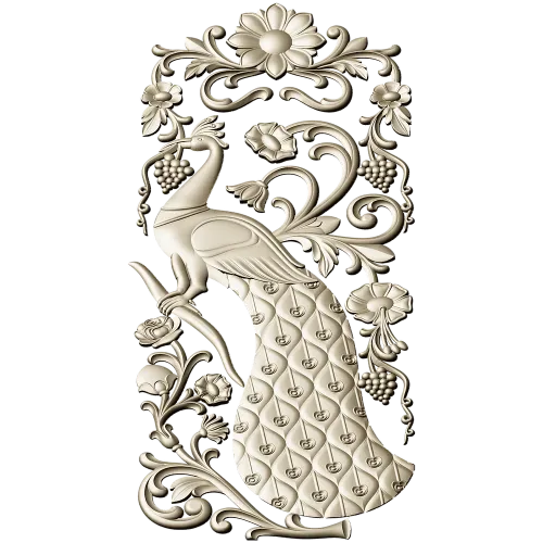 Peacock Decorative Panel STL for CNC Milling