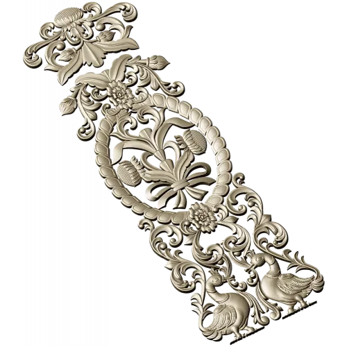 Baroque Vertical Applique STL 3D Model for CNC