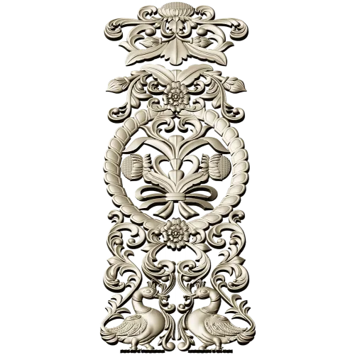 Baroque Vertical Applique STL 3D Model for CNC