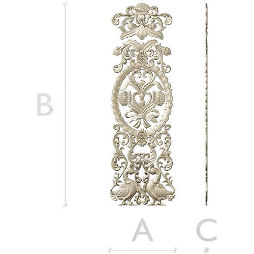 Baroque Vertical Applique STL 3D Model for CNC