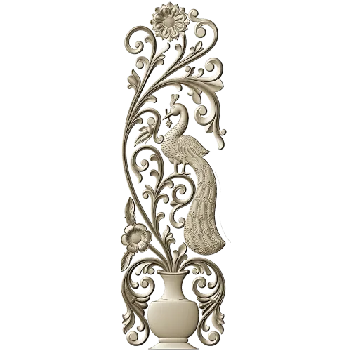 Ornamental Peafowl Vertical Panel STL for CNC