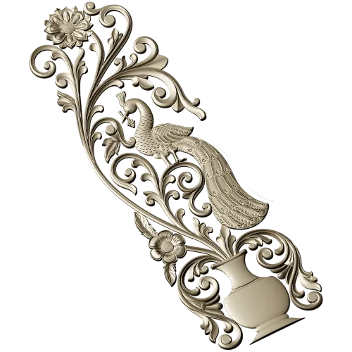 Ornamental Peafowl Vertical Panel STL for CNC