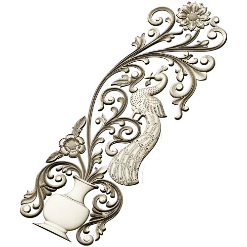 Ornamental Peafowl Vertical Panel STL for CNC