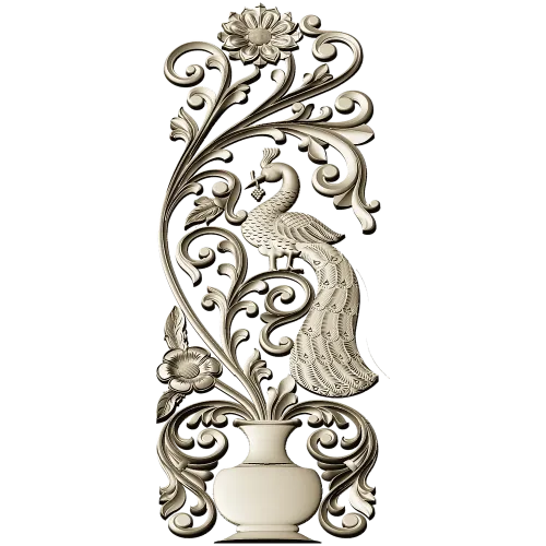 Ornamental Peafowl Vertical Panel STL for CNC