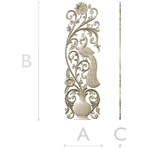 Ornamental Peafowl Vertical Panel STL for CNC