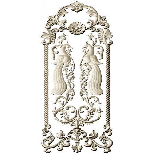 Twin Peacock Decorative Panel STL