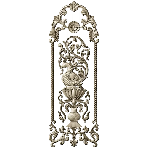 Lotus Peafowl Vertical Panel STL for CNC