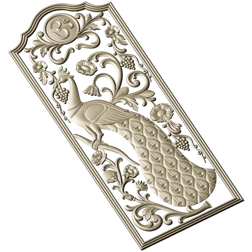 Peacock Vine Decorative Panel - STL 3D Model for CNC