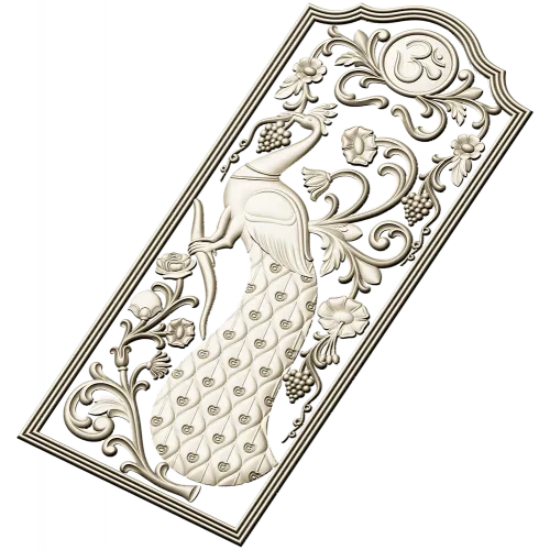 Peacock Vine Decorative Panel - STL 3D Model for CNC