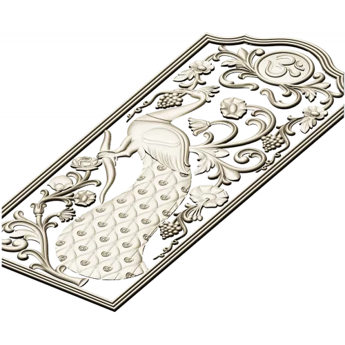 Peacock Vine Decorative Panel - STL 3D Model for CNC