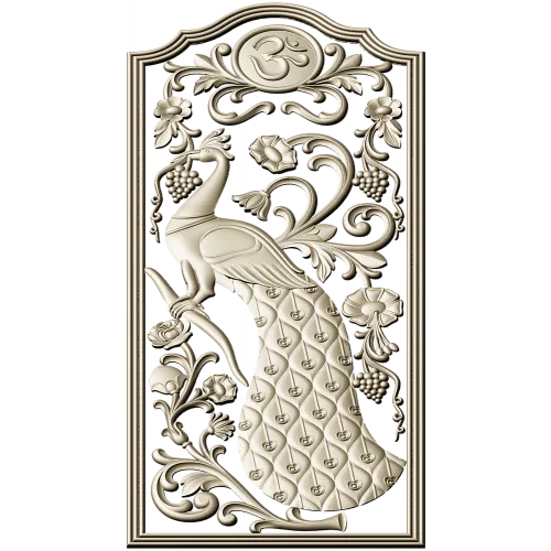 Peacock Vine Decorative Panel - STL 3D Model for CNC