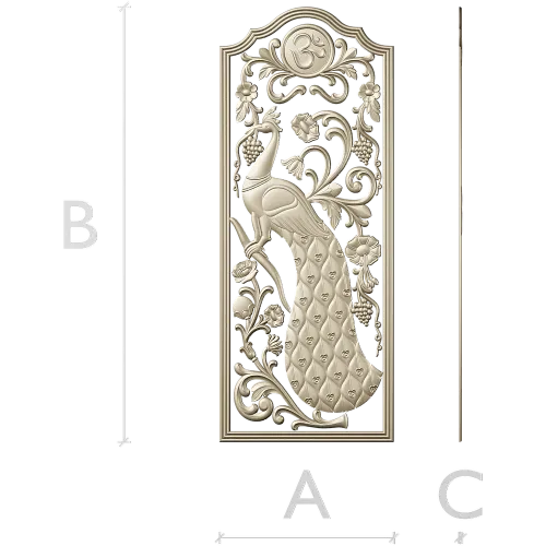 Peacock Vine Decorative Panel - STL 3D Model for CNC