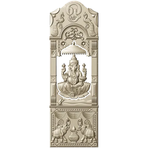 Ganesha Shrine Door Panel - detailed STL 3D model for CNC