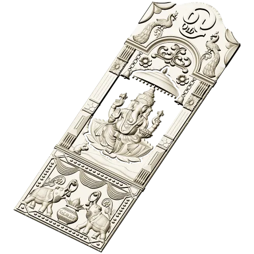 Ganesha Shrine Door Panel - detailed STL 3D model for CNC