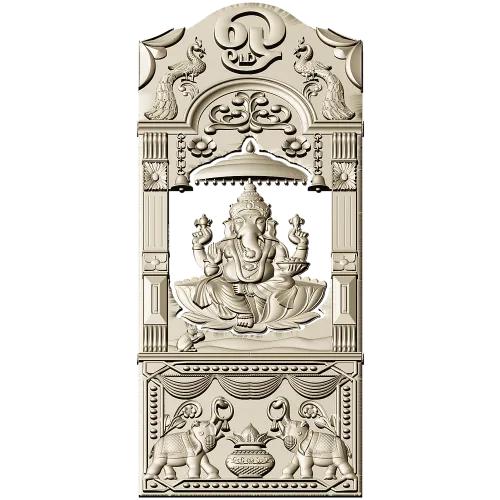 Ganesha Shrine Door Panel - detailed STL 3D model for CNC