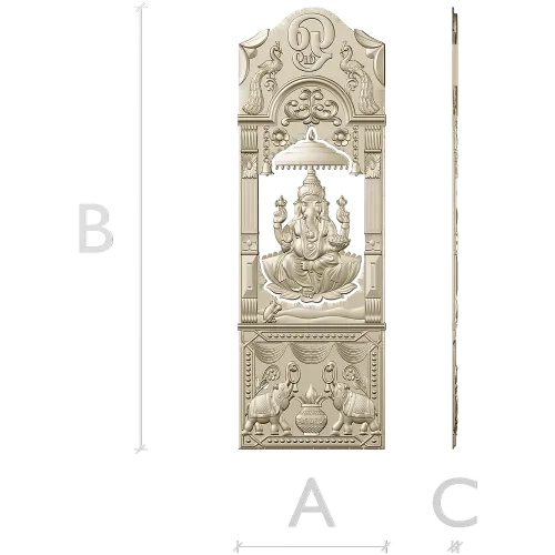 Ganesha Shrine Door Panel - detailed STL 3D model for CNC