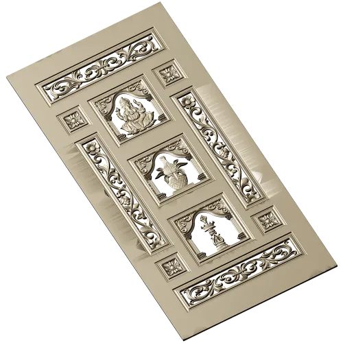 Ornamental Three-Niche Door Panel STL for CNC