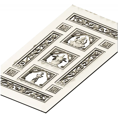 Ornamental Three-Niche Door Panel STL for CNC