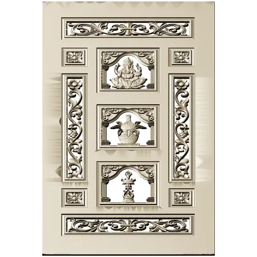 Ornamental Three-Niche Door Panel STL for CNC