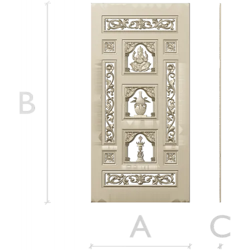 Ornamental Three-Niche Door Panel STL for CNC