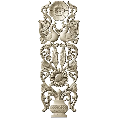 Regal Bloom - ornate vertical panel STL for CNC milling
