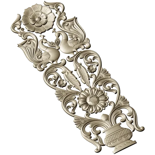 Regal Bloom - ornate vertical panel STL for CNC milling
