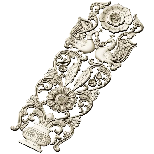 Regal Bloom - ornate vertical panel STL for CNC milling