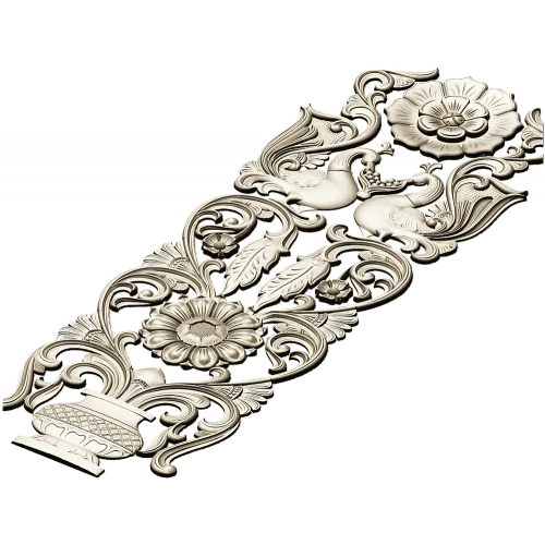 Regal Bloom - ornate vertical panel STL for CNC milling