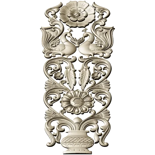 Regal Bloom - ornate vertical panel STL for CNC milling