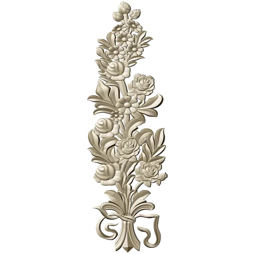 Floral Bouquet Applique STL - high-relief 3D model for CNC routers