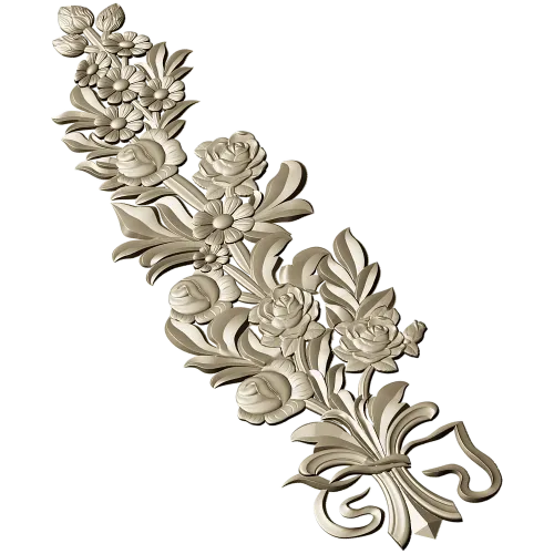 Floral Bouquet Applique STL - high-relief 3D model for CNC routers