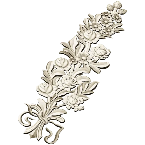 Floral Bouquet Applique STL - high-relief 3D model for CNC routers