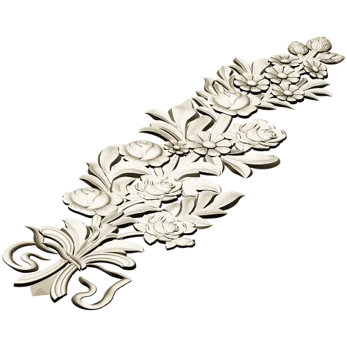 Floral Bouquet Applique STL - high-relief 3D model for CNC routers