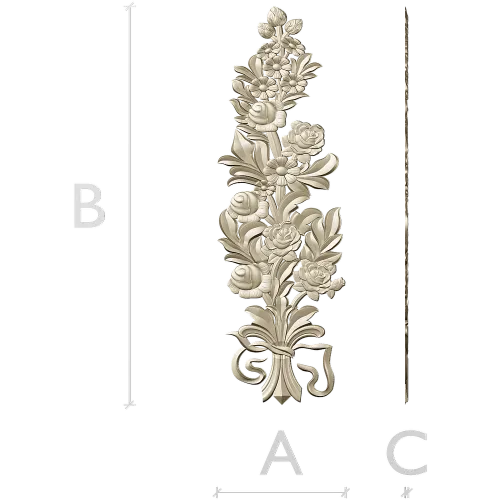 Floral Bouquet Applique STL - high-relief 3D model for CNC routers