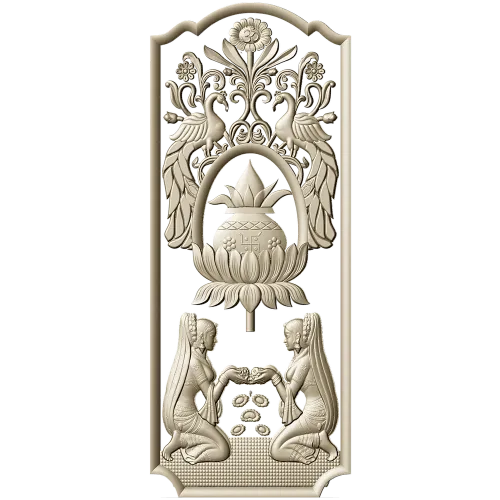 Ornamental Lotus Offering Panel - STL 3D Relief for CNC