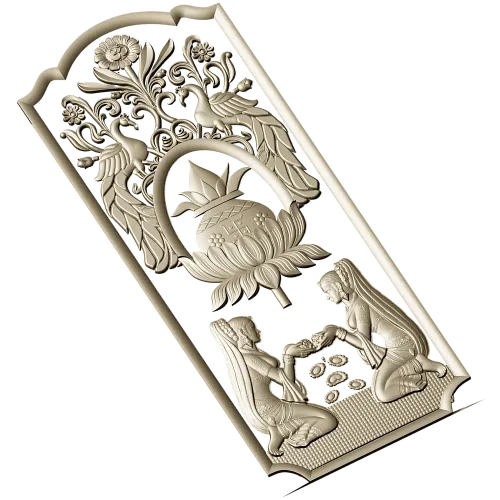 Ornamental Lotus Offering Panel - STL 3D Relief for CNC